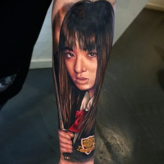 点击大图看下一张：多款创意精美的日本经典女生肖像纹身图案