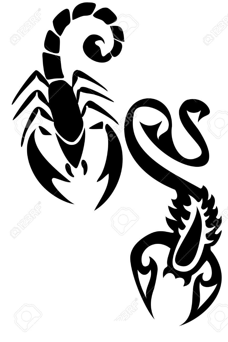 点击大图看下一张：黑色素描创意霸气有趣霸气蝎子纹身手稿