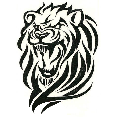 点击大图看下一张：黑色线条素描创意霸气狮子头纹身手稿