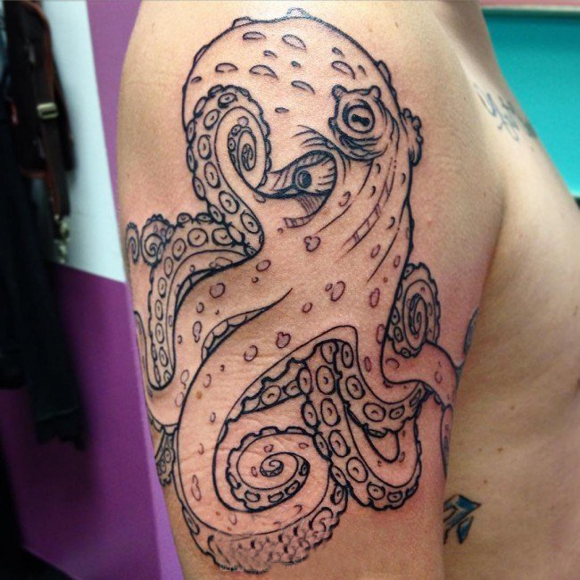 点击大图看下一张：多款创意有趣设计感十足的动物章鱼纹身图案