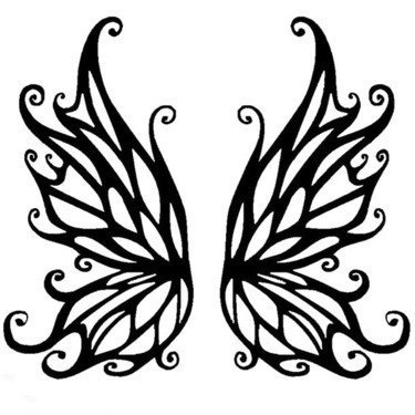 点击大图看下一张：黑色线条素描创意唯美蝴蝶翅膀纹身手稿
