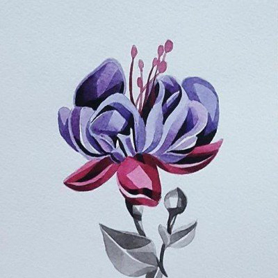 点击大图看下一张：彩绘水彩素描创意文艺萎靡精致花朵纹身手稿