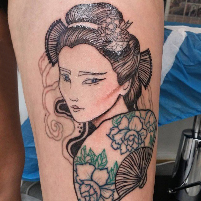 点击大图看下一张：多款创意精美别致的日本经典艺妓纹身图案