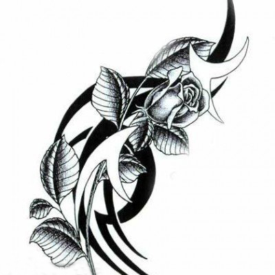 点击大图看下一张：黑灰素描创意文艺唯美花朵图腾纹身手稿