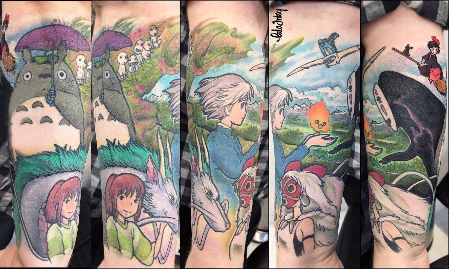 点击大图看下一张：男生手臂上彩绘水彩素描文艺可爱有趣卡通纹身图片