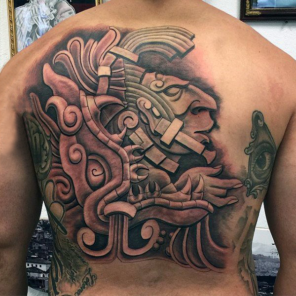点击大图看下一张：多款黑灰素描点刺技巧经典传统玛雅纹身图案