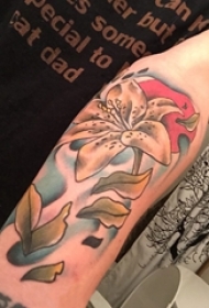 女生手臂上彩绘水彩素描文艺唯美花朵纹身图片