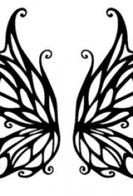 黑色线条素描创意唯美蝴蝶翅膀纹身手稿
