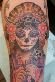 男生手臂上彩绘水彩素描创意文艺女生人物纹身图片