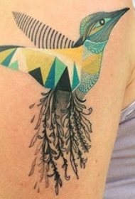 彩绘蜂鸟创意艺术纹身图案