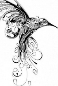 黑灰素描创意文艺霸气展翅小鸟纹身手稿