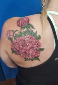 女生背部彩绘水彩素描创意文艺唯美花朵纹身图片