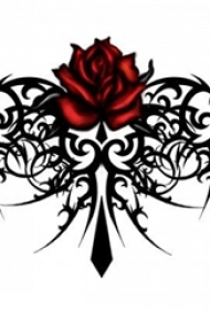 红黑撞色创意文艺唯美玫瑰纹身手稿