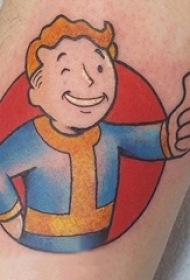 男生手臂上彩绘水彩素描创意经典卡通纹身图片