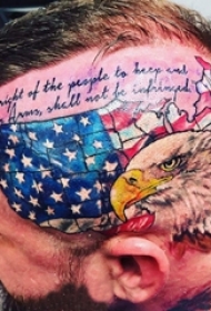头部纹身图案 男生头部国旗和老鹰纹身图片