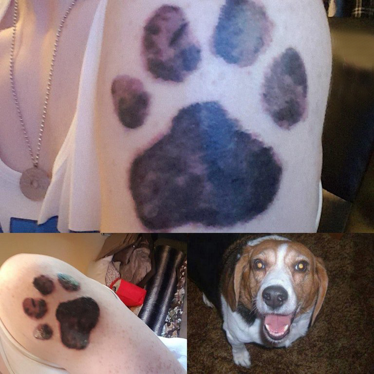 点击大图看下一张：狗爪纹身 女生手臂上狗爪纹身可爱图案