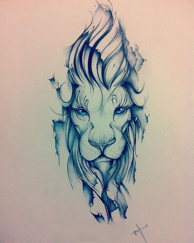 点击大图看下一张：狮子头纹身手稿 素描纹身狮子头纹身手稿