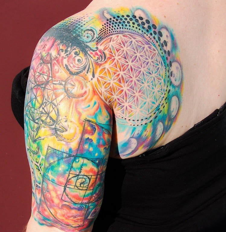 点击大图看下一张：彩绘纹身 女生手臂上彩绘纹身图片