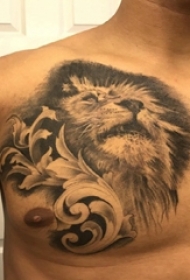 狮子头纹身 男生胸部狮子头纹身图片