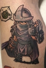 武士纹身 男生小腿上卡通武士纹身图片