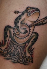 百乐动物纹身 男生小腿上彩色的青蛙纹身图片
