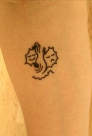欧美小腿纹身 女生小腿上黑色的卡通纹身图片