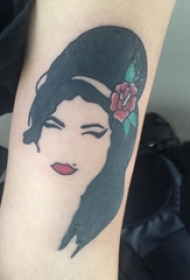 女生人物纹身图案 女生手臂上彩色的人物肖像纹身图片