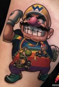 超级玛丽纹身 男生手臂上彩色的超级玛丽纹身图片