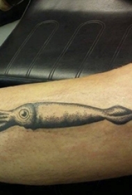 欧美小腿纹身 男生小腿上黑色的鱿鱼纹身图片
