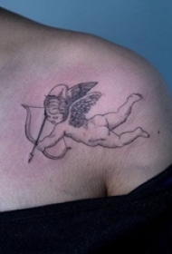 天使纹身 女生肩膀上天使纹身唯美图片