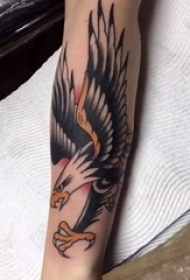 纹身老鹰图案 女生手臂上彩绘纹身动物图案