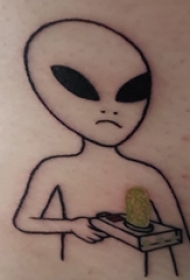 外星人纹身 男生大腿上黑色的外星人纹身图片