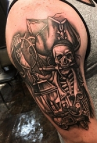 骷髅纹身 男生手臂上骷髅纹身素描图片