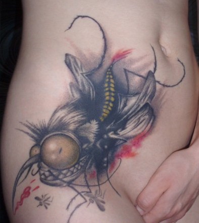 点击大图看下一张：奇异猛兽个性腹部纹身