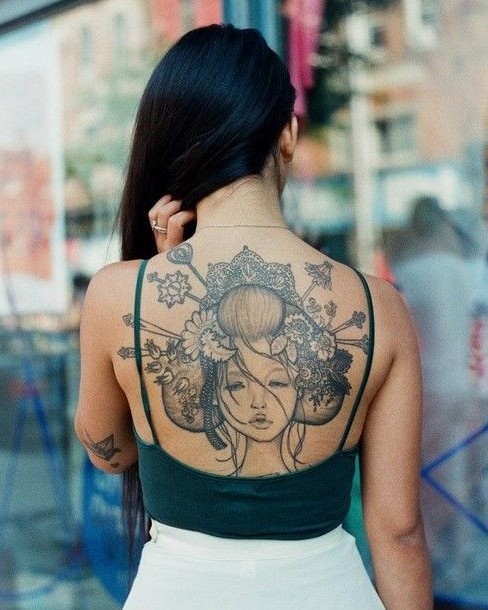 点击大图看下一张：女生艺术人物纹身
