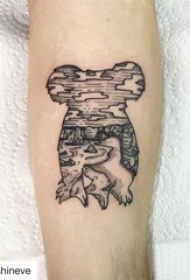动物纹身轮廓 男生手臂上动物和风景纹身图片