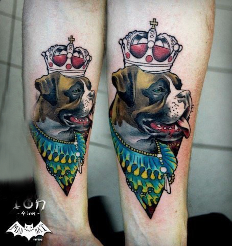 点击大图看下一张：小狗纹身图片 男生手臂上小狗纹身图片