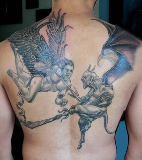 点击大图看下一张：恶魔纹身简单 多款黑灰纹身素描恶魔纹身图案