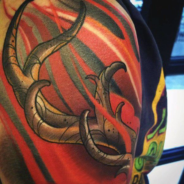 点击大图看下一张：麋鹿角纹身 多款彩绘纹身素描麋鹿角纹身图案