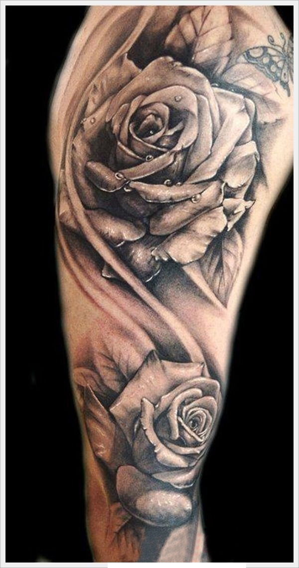 点击大图看下一张：欧美玫瑰纹身 男生手臂上玫瑰纹身图片