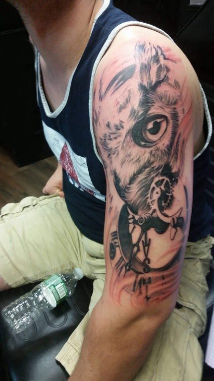 点击大图看下一张：纹身动物 男生手臂上动物纹身图片
