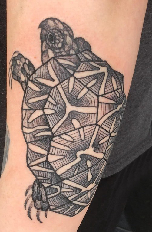 点击大图看下一张：乌龟纹身图案 男生手臂上乌龟纹身图案