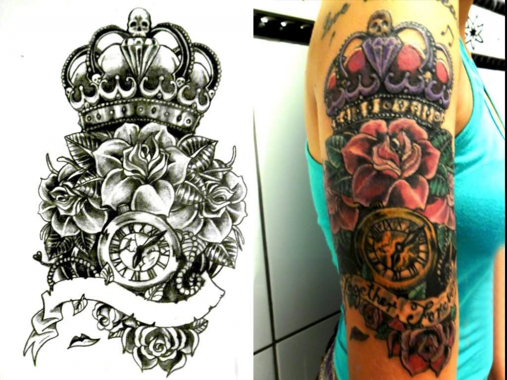 点击大图看下一张：纹身皇冠简单 女生手臂上皇冠纹身图片