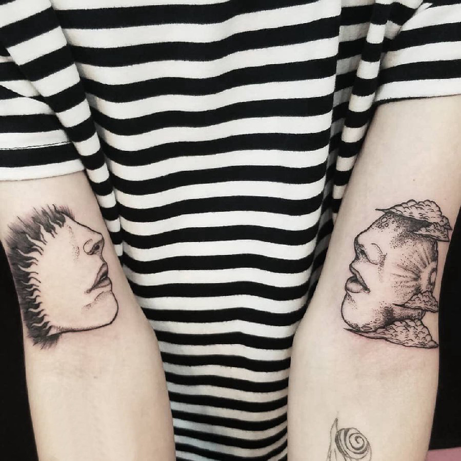 点击大图看下一张：纹身人物图腾 男生手臂上人物肖像纹身图片