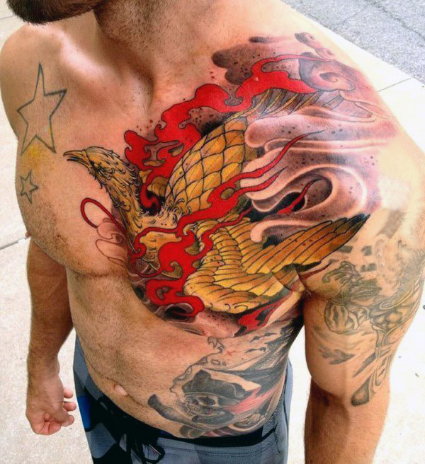 点击大图看下一张：纹身凤凰 多款彩绘纹身凤凰图腾纹身图案