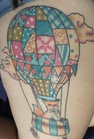 热气球纹身 女生大腿上动物和热气球纹身图片