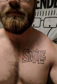 纹身胸部男 男生胸部黑色的英文单词纹身图片