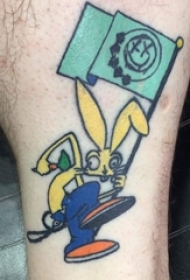 垂耳兔子纹身 男生小腿上卡通兔子纹身图片