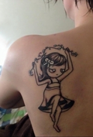 卡通可爱纹身图案 男生背部黑色纹身卡通可爱纹身图案