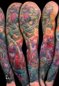 纹身卡通 多款彩绘纹身素描欧美花臂纹身图案
